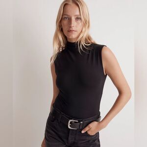 Madewell NWT Funnelneck Cropped Muscle Tee Size XL in True Black